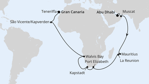 Von Abu Dhabi über Afrika nach Gran Canaria