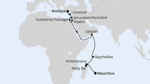 Von Antalya nach Mauritius