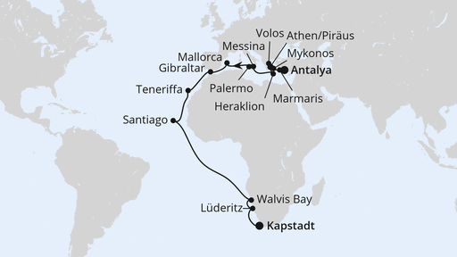 Von Antalya über Namibia nach Kapstadt