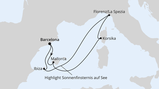 Zur Sonnenfinsternis im Mittelmeer ab Barcelona