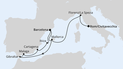 Spanien, Italien & Gibraltar ab Barcelona