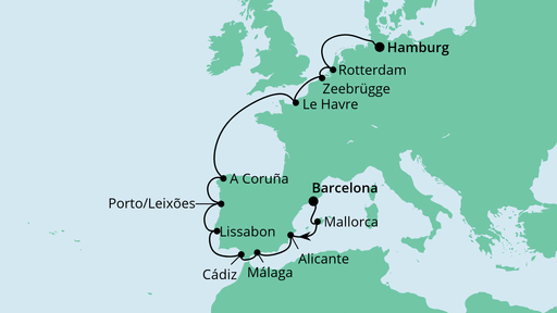 Von Barcelona nach Hamburg