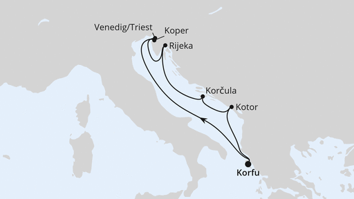 Routenkarte: Adria ab Korfu 2