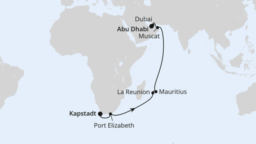 Von Kapstadt über Mauritius nach Abu Dhabi