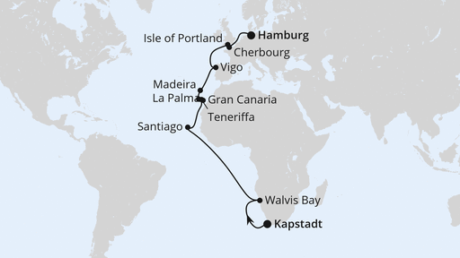 Von Kapstadt über Namibia nach Hamburg