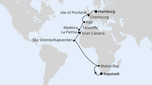 Von Kapstadt über Namibia nach Hamburg
