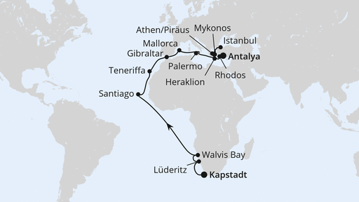 Von Kapstadt über Namibia nach Antalya