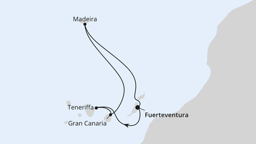 Routenkarte: Kanaren & Madeira ab Fuerteventura