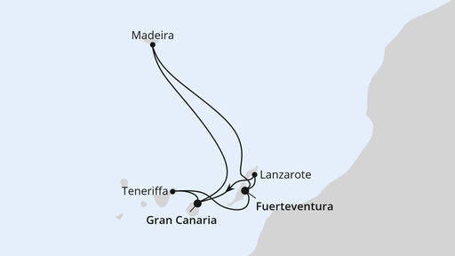 Routenkarte: Feelgood Cruise Kanarische Inselwelt & Madeira