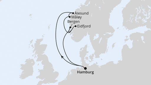 Routenkarte: Norwegen ab Hamburg