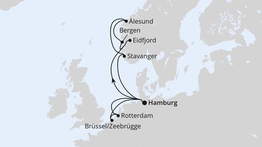 Norwegen, Niederlande & Belgien ab Hamburg