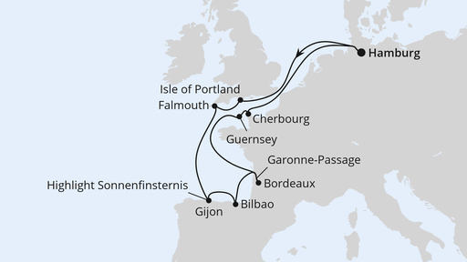 Ärmelkanal & Golf von Biskaya mit Sonnenfinsternis