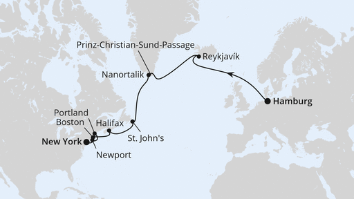 Von Hamburg über Grönland nach New York