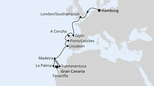 Westeuropa-Highlights & Kanaren ab Hamburg