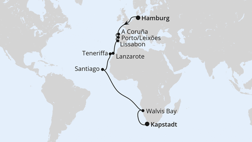 Von Hamburg über die Kanaren nach Kapstadt