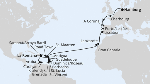 Weltenbummler Karibische Inseln ab Hamburg
