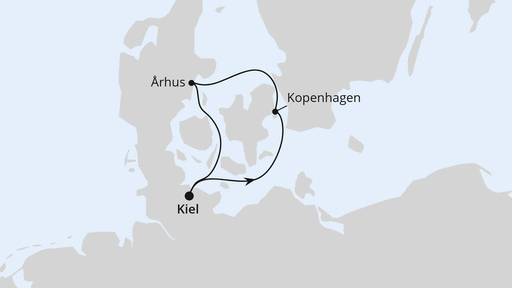 Routenkarte: Kurzreise nach Dänemark ab Kiel