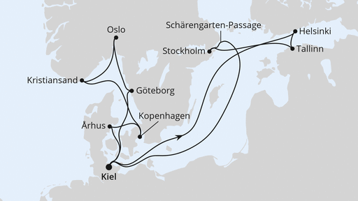 Feiertagsreise in der Ostsee mit Norwegen ab Kiel