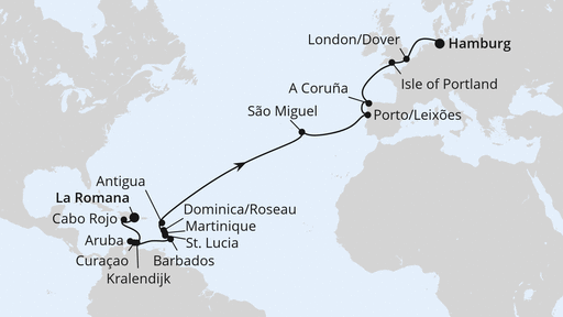Von der Dom. Republik über die Azoren nach Hamburg