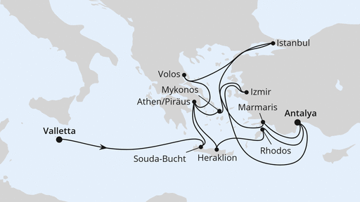 Große Mittelmeer-Reise mit Istanbul ab Antalya