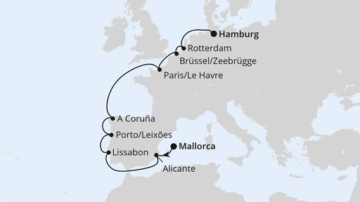 Von Mallorca über Portugal nach Hamburg