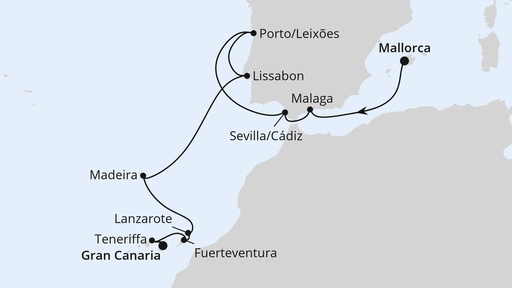 Mittelmeer & Atlantikküste mit Kanaren ab Mallorca