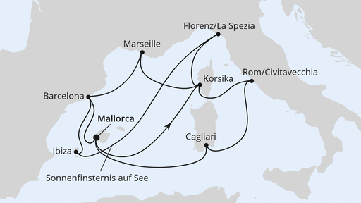 Große Mittelmeer-Reise mit Sonnenfinsternis
