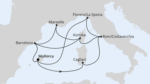 Routenkarte: Große Mittelmeer-Reise ab Mallorca 1