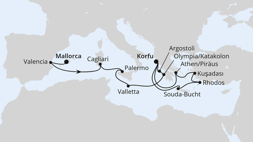 Große Mittelmeer-Reise von Mallorca nach Korfu