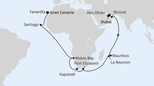 Von Dubai über Afrika nach Gran Canaria