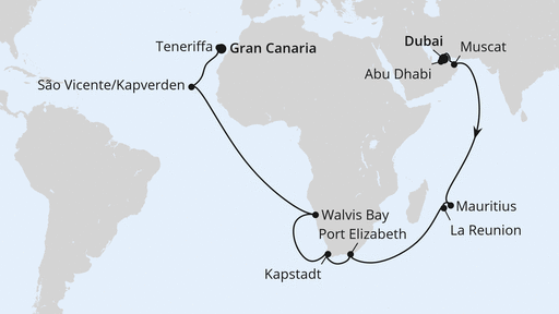 Von Dubai über Afrika nach Gran Canaria