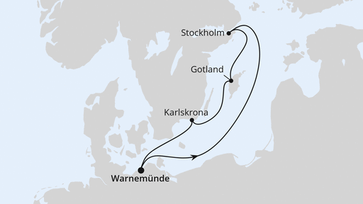 Routenkarte: Kurzreise nach Schweden ab Warnemünde