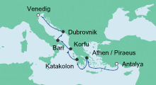 Route: Von Antalya nach Venedig 1 mit AIDAbella