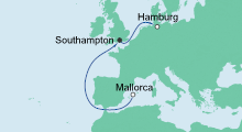 Route: AIDA pur Mallorca-Hamburg mit AIDAaura